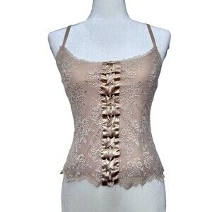 Express lace camisole Women’s S nude beige lace up coquette ballet core y2k